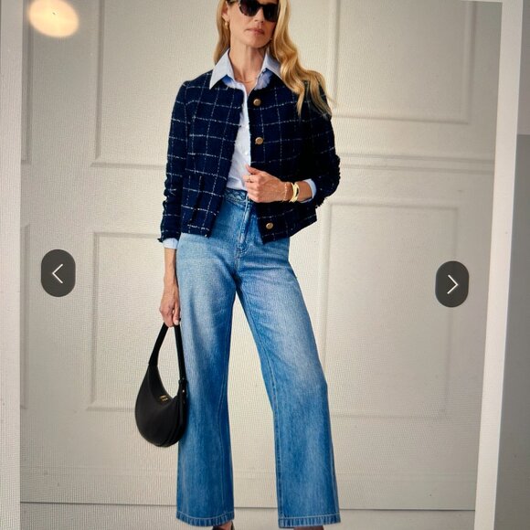 J. McLaughlin Abigail Jacket in Window Pane Navy and White - Picture 5 of 9